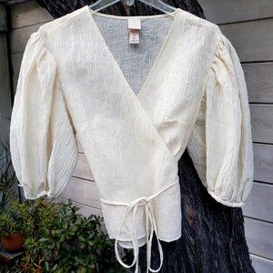 Gauzy Cream Wrap Top